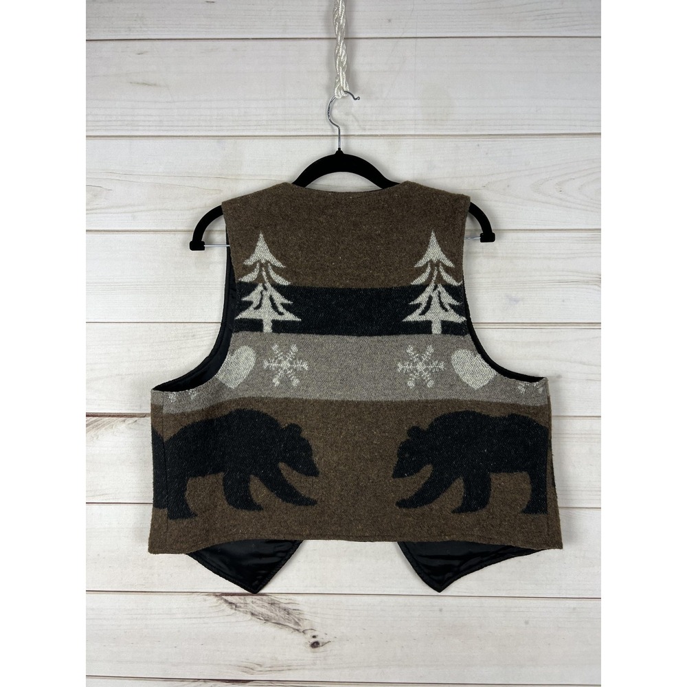 Its A Kick Sweater Vest Womens Large Brown Bear Fair Isle Knit Lined USA Made - Picture 2 of 5